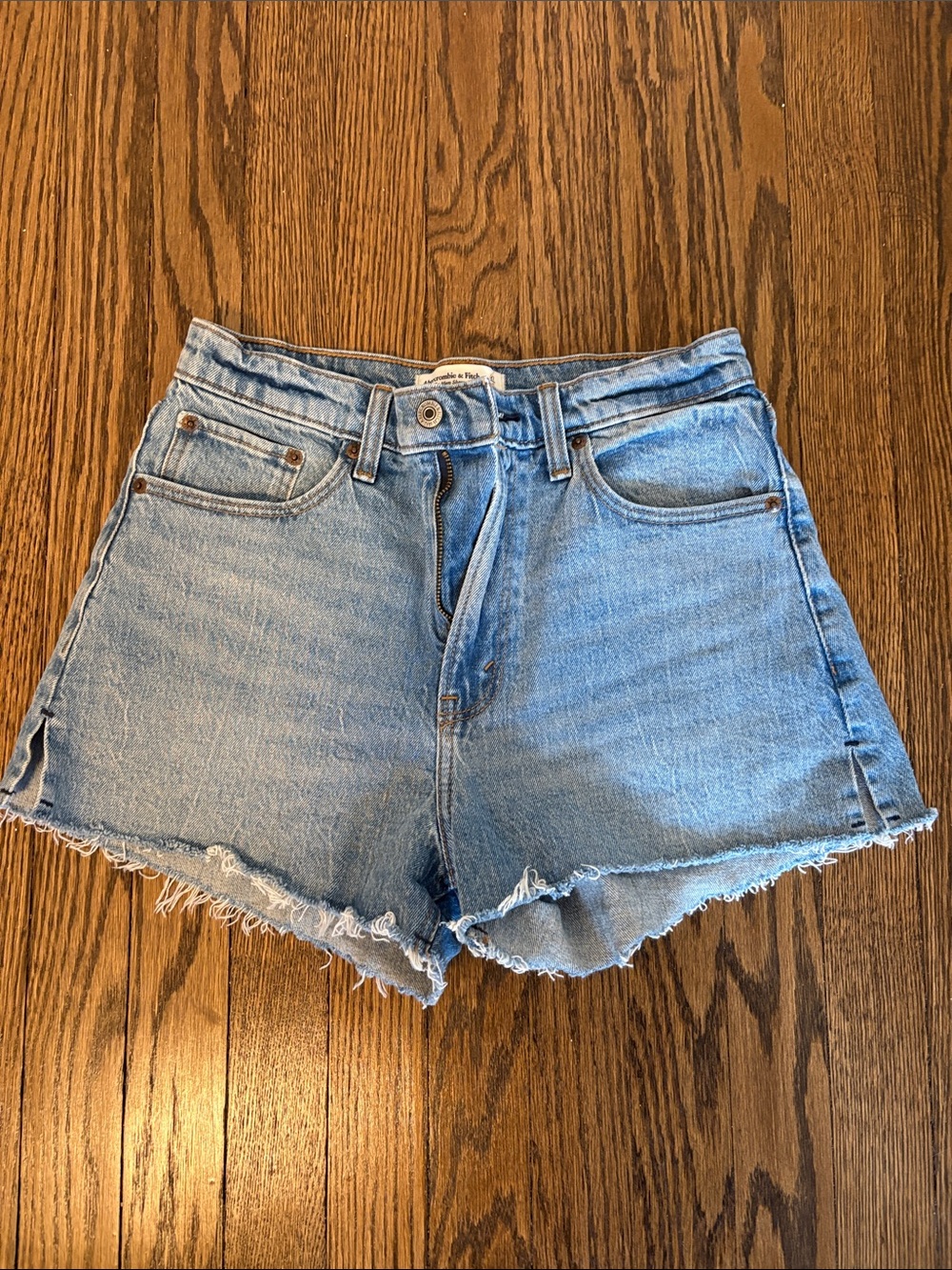 Abercrombie & Fitch Light Blue Frayed Denim Shorts